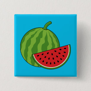 Watermeloen en Slice Vierkante Button 5,1 Cm