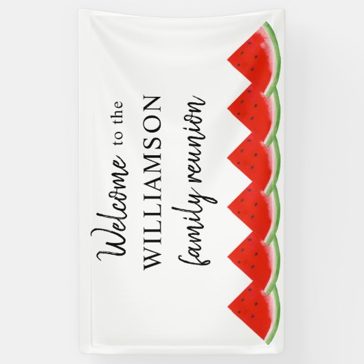 Watermeloen Familie Reünie Welkom Spandoek (Verticaal)