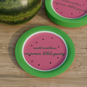 Watermeloen Fruit Roze en Groene Zomer BBQ Party Papieren Bordje