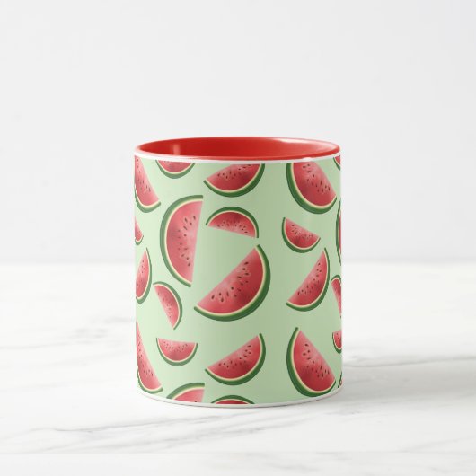 Watermeloen Fruit Slices Patroon op Groen Mok (Midden)