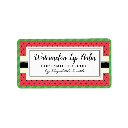 Watermeloen fruit smaak zelfgemaakte lippenbalsem  etiket (Voorkant)