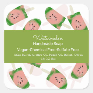 Watermeloen Fruit Zomer Body Butter Bad Branding Vierkante Sticker