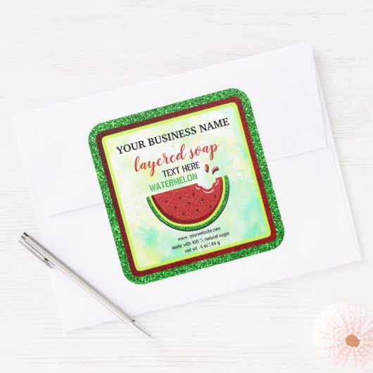 watermeloen gelaagde zeep Square sticker (Envelop)