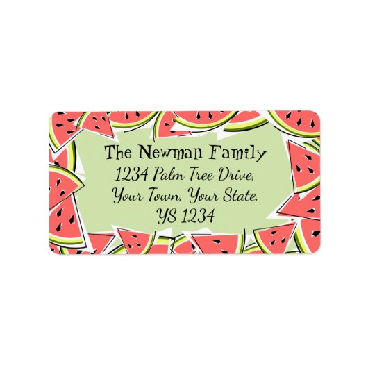 Watermeloen Groen Lijst Etiket (Voorkant)