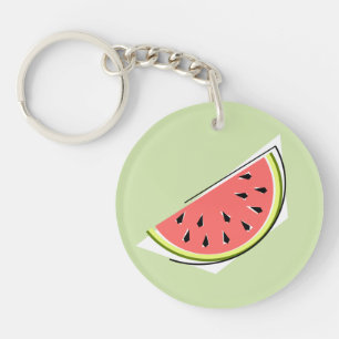 Watermeloen groene slice dubbelzijdig sleutelhanger