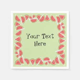 Watermeloen Groene Stukken Vierkante tekst Servet