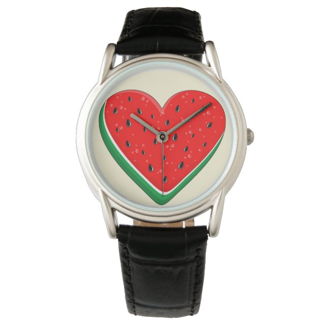 Watermeloen Hart Valentijnsdag Vrij Palestina Horloge (Voorkant)
