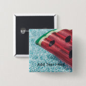 Watermeloen in zwembad vierkante button 5,1 cm (Voorkant /achterkant)