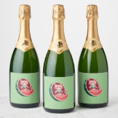 Watermeloen Kat Koffiepauze Sparkling Wijnetiket (Flessen)
