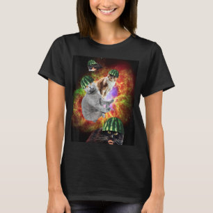 Watermeloen Kat Ruimte Melkweg Katten T-shirt