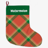 Watermeloen Kerstmis met Tartan Grote Kerstsok (Voorkant)