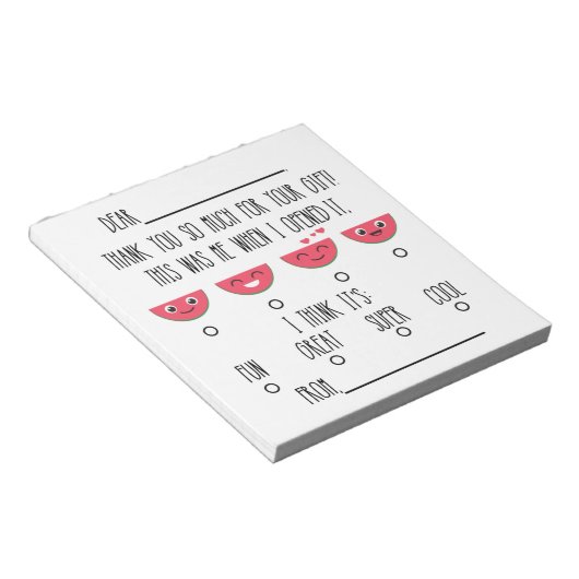 Watermeloen Kinder Dank u Blocnote (Schuin)