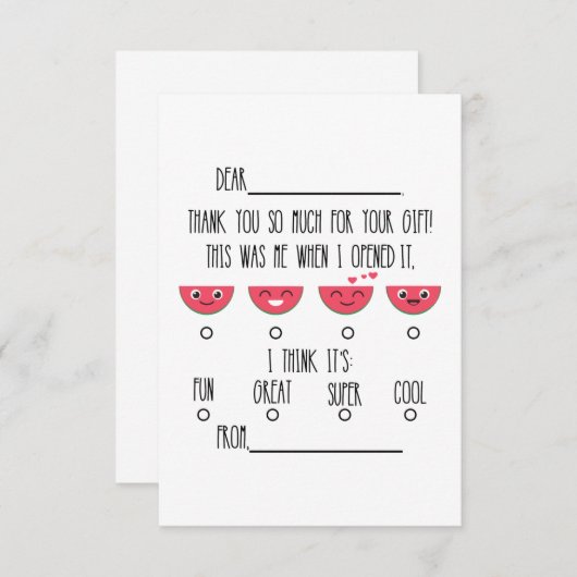Watermeloen Kinderen Dank u Notecards Bedankkaart (Voorkant / Achterkant)