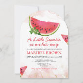 Watermeloen Little Sweetie Baby Shower Roze Kaart (Voorkant)