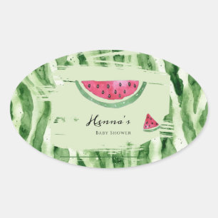 Watermeloen Meisje Zomer Baby Shower Ovaal Ovale Sticker