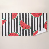 Watermeloen naadloze patroonstrips badhanddoek (Badhanddoek)