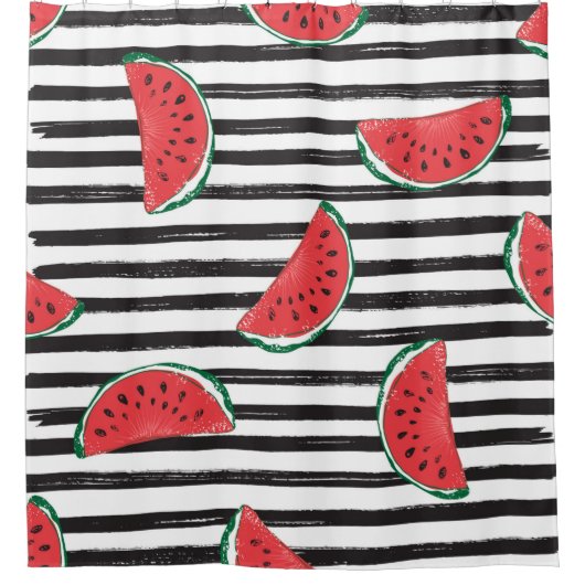Watermeloen naadloze patroonstrips douchegordijn (Voorkant)