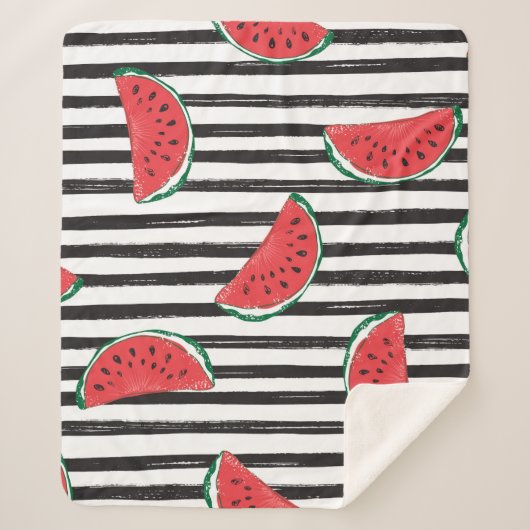 Watermeloen naadloze patroonstrips sherpa deken (Voorkant)