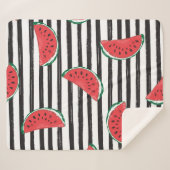 Watermeloen naadloze patroonstrips sherpa deken (Voorkant (horizontaal))