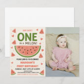 Watermeloen "One in a Melon" 1e verjaardag Kaart (Voorkant / Achterkant)