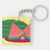 Watermeloen op een Bord Sleutelhanger (Achterkant)