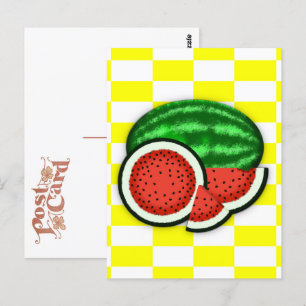 Watermeloen op gouden achtergrond briefkaart