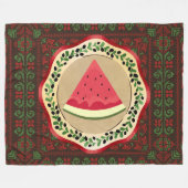 watermeloen op olijf bord met palestijnse tatreez fleece deken (Voorkant (Horizontaal))