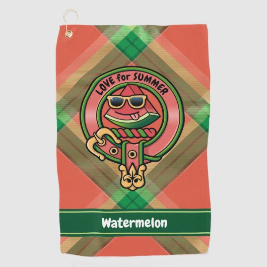 Watermeloen over Tartan Golfhanddoek (Voorkant)