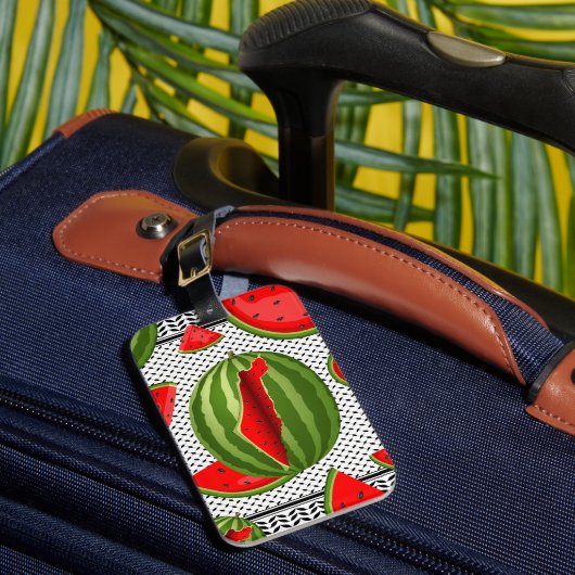 Watermeloen Palestina Kaart Slice Bagagelabel (Voorkant Insitu 1)