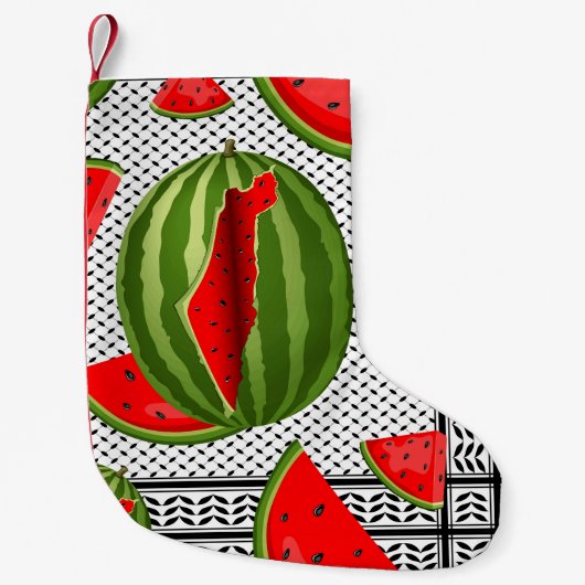 Watermeloen Palestina Kaart Slice Kleine Kerstsok (Voorkant)