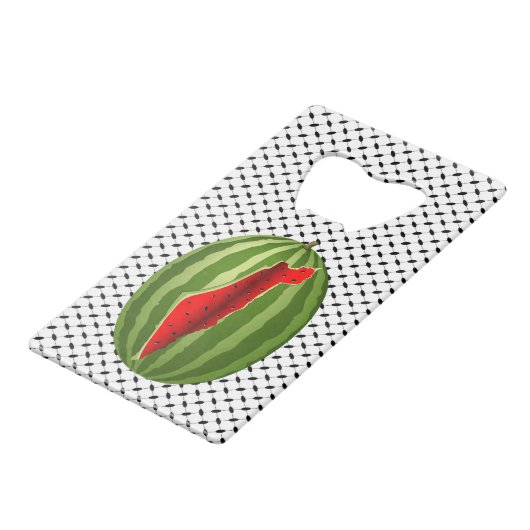 Watermeloen Palestina Kaart Slice Kredietkaart Flessenopener (Achterkant Gekanteld)
