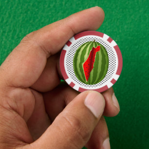 Watermeloen Palestina Kaart Slice Poker Chips