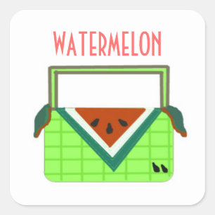 Watermeloen Picknickmand Vierkante Sticker