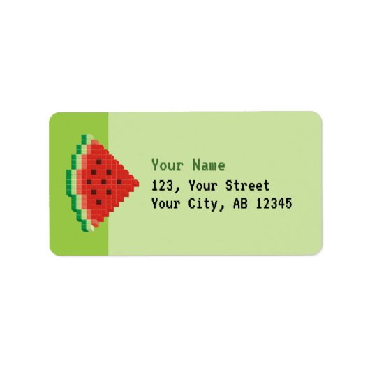 Watermeloen Pixel Art Etiket (Voorkant)