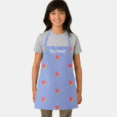 Watermeloen plak aangepaste naam blauw schort (Insitu)