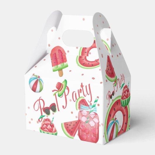 Watermeloen Pool Party Dank u Bedankdoosjes (Achterkant)