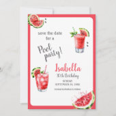 Watermeloen Pool Party Drinken Save The Date (Voorkant)