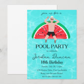 Watermeloen Pool Party verjaardagsuitnodigingen Kaart (Voorkant / Achterkant)