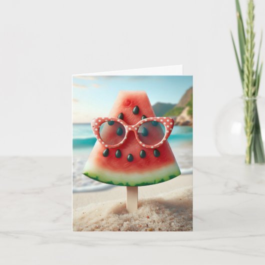 Watermeloen Popsicle met zonnebril Kaart (Voorkant)