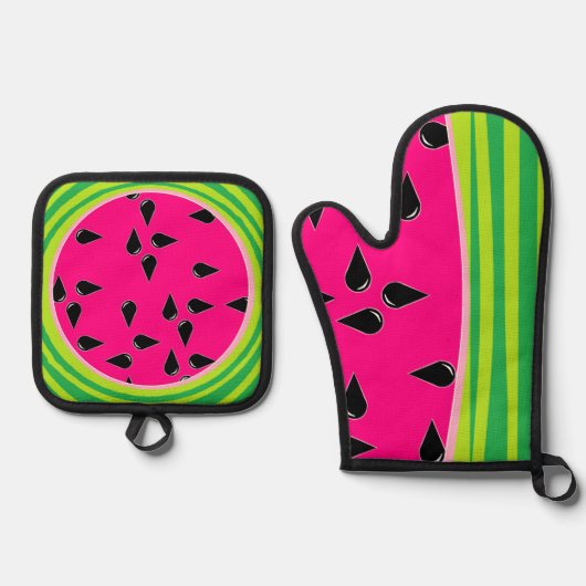 Watermeloen Print Pothouder en Oven Mitt Ovenwant & Pannenlap Set (Voorkant)