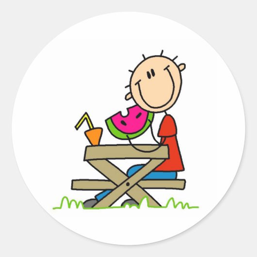 Watermeloen Ronde Sticker (Voorkant)