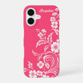 Watermeloen Roze Bloemen Werveltje iPhone 16 Hoesje