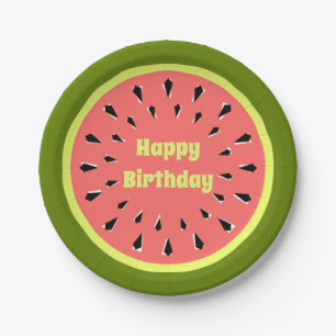 Watermeloen Roze Happy Birthday paper borden Papieren Bordje
