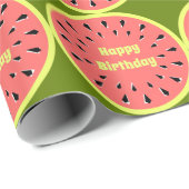 Watermeloen Roze Multi Happy Birthday Cadeaupapier (Rol Hoek)