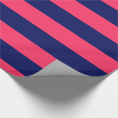Watermeloen Roze, Navy Blue XL Stripes Pattern V Cadeaupapier (Hoek)