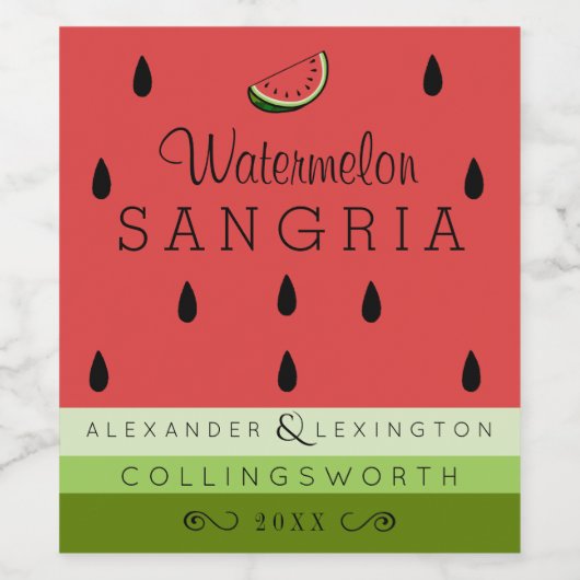 Watermeloen Sangria Wijn Etiket (Enkel label)