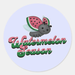 Watermeloen Seizoen Lieveheersbeestje Ronde Sticker