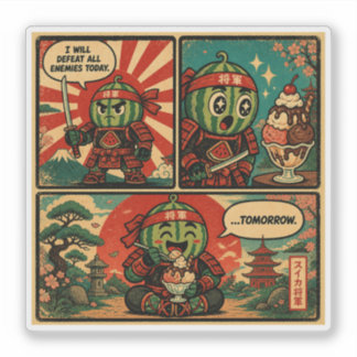 Watermeloen Shogun Ijs — Grappige Uitstelgedrag Sticker