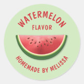 Watermeloen Slice Aangepaste Zelfgemaakte Product  Ronde Sticker (Voorkant)