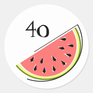Watermeloen Slice Age 40 sticker rond